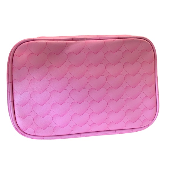 Bebe Pink Hearts LG Cosmetic Case Makeup Kit Silver Logo - Picture 5 of 10